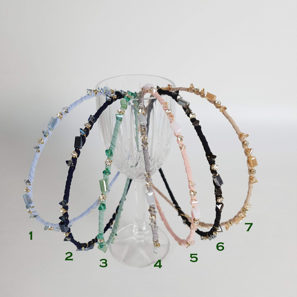 Diana Thin Headband with Crystal / Vintage Style Colorful Head Piece / Hair Accessory for Woman / Crystal Headband