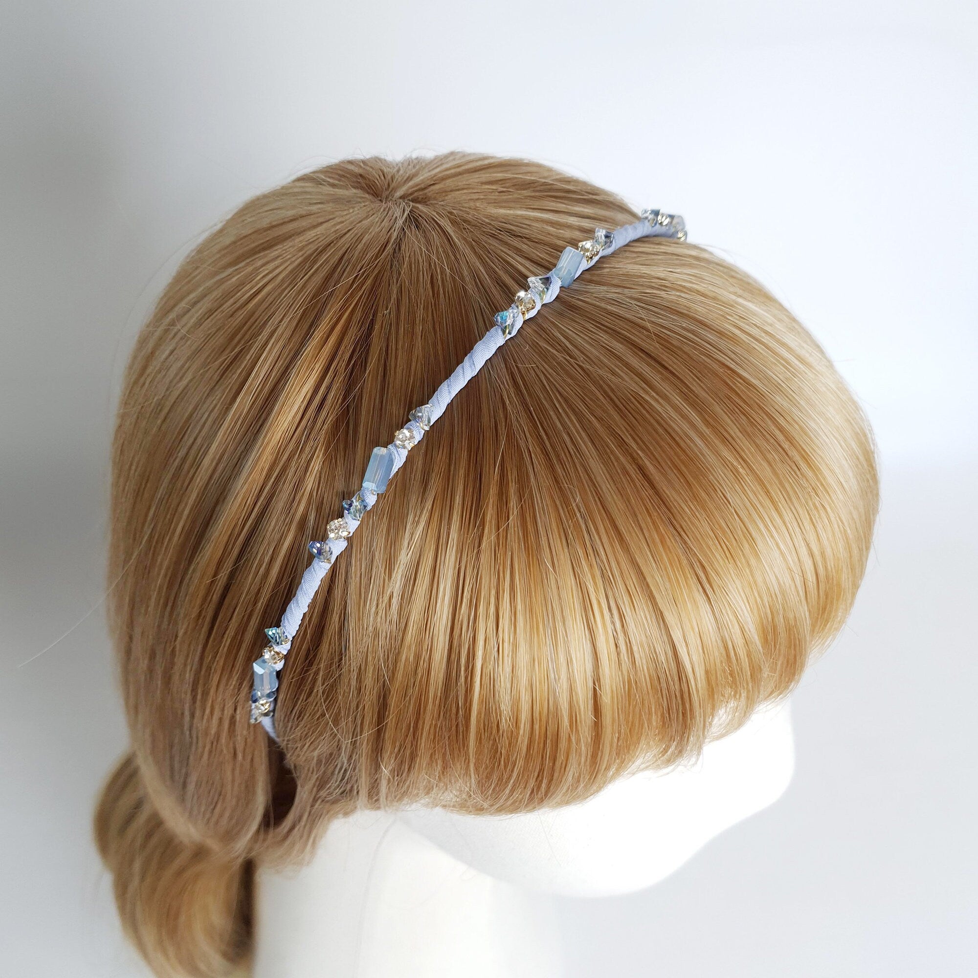 Diana Thin Headband with Crystal / Vintage Style Colorful Head Piece / Hair Accessory for Woman / Crystal Headband