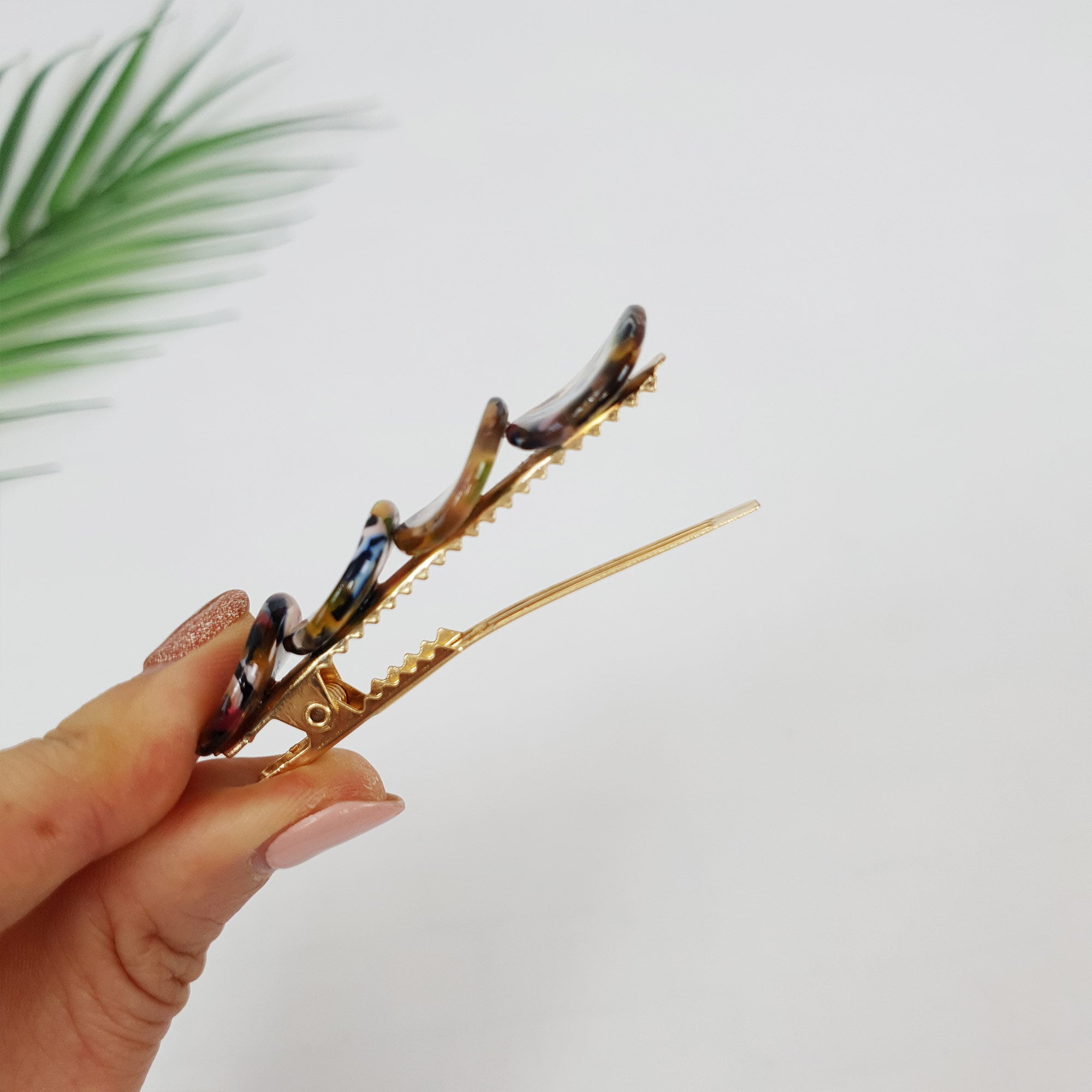 Tortoise Shell Floral Leaf Mini Hair Clip (2.6 Inch) / Leopard Small French Hair Pin / Hair Barrette for Woman