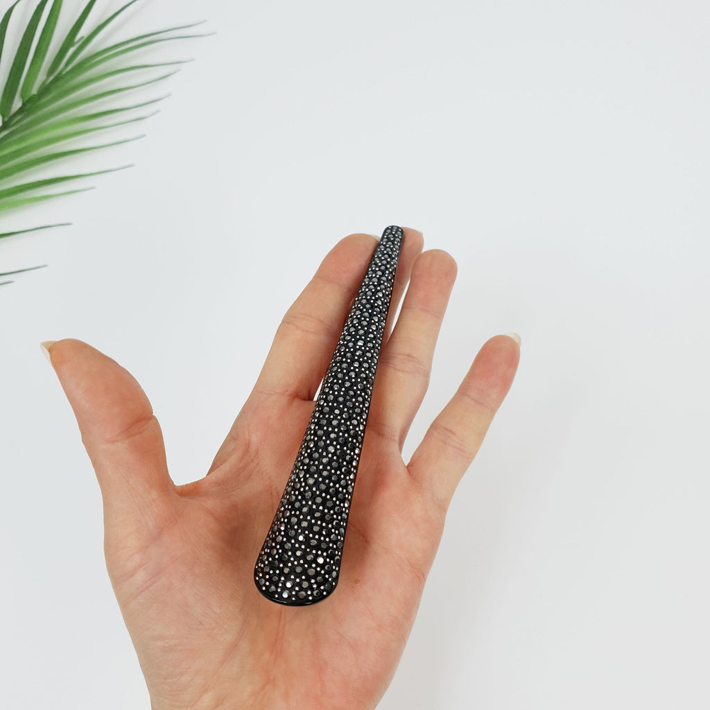 Leopard Black Cubic Long Alligator Hair Clip / Luxurious French Hair Pin / Hair Accessory for Woman / Long Hair Claw Clip