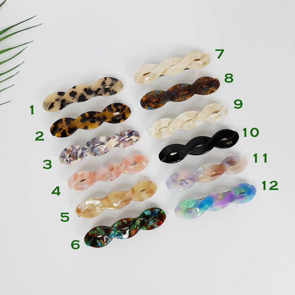 Leopard Aurora Bold Twist Hair Barrette (3.7 Inch) / Tortoise Marble French Hair Pin / Hair Accessory for Woman / Automatic Hair Clip