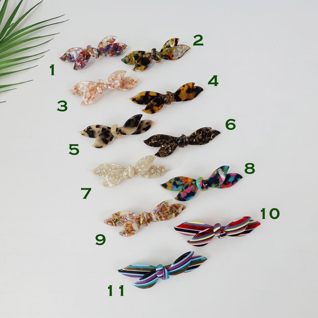 Leopard Double Wave Ribbon Hair Barrette / Tortoise Marble French Hair Pin / Hair Accessory for Woman / Automatic Hair Clip