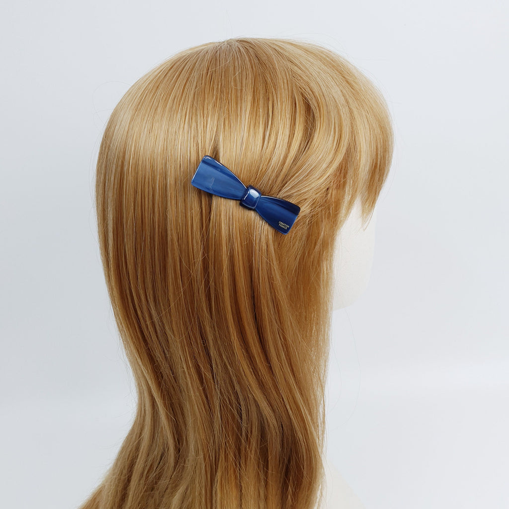 Leopard Glossy Cute Ribbon Mini Hair Barrette / Small French Hair Pin / Hair Accessory for Woman / Automatic Hair Clip