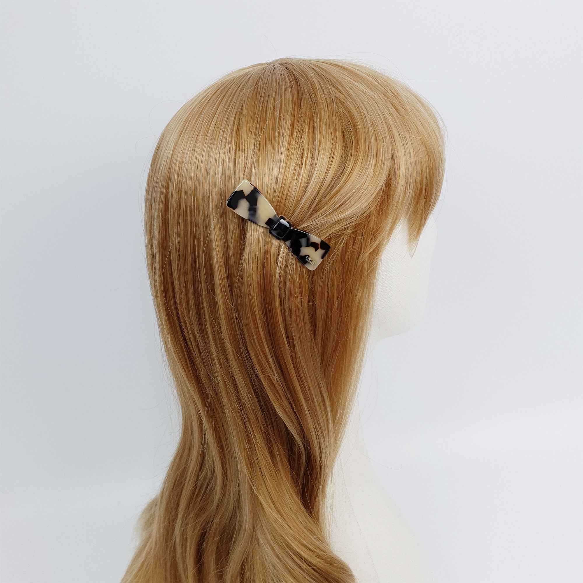 Leopard Glossy Cute Ribbon Mini Hair Barrette / Small French Hair Pin / Hair Accessory for Woman / Automatic Hair Clip