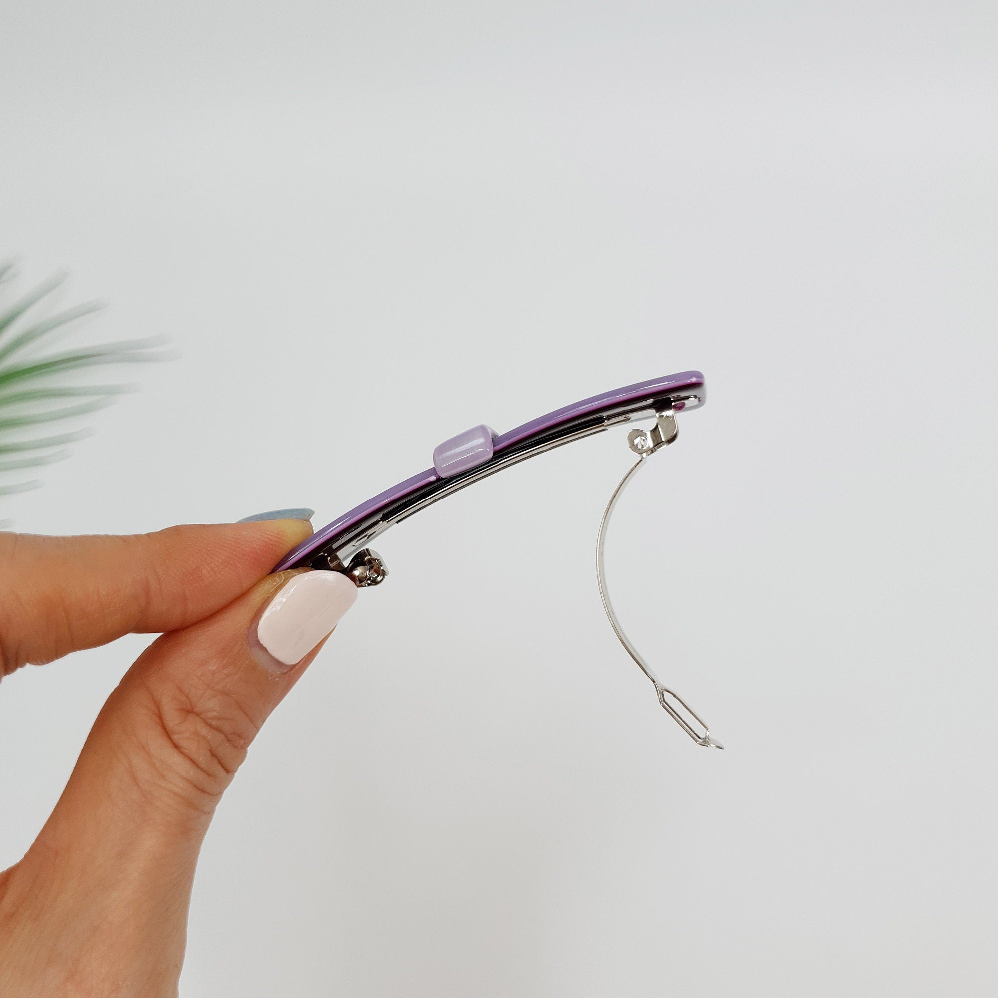 Leopard Glossy Cute Ribbon Mini Hair Barrette / Small French Hair Pin / Hair Accessory for Woman / Automatic Hair Clip