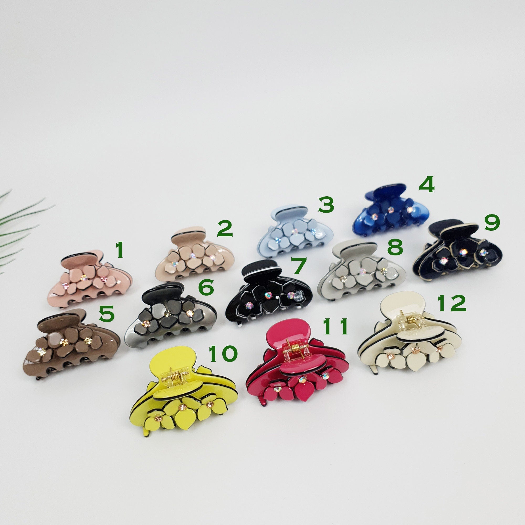 Compact Flower Hair Clips / Pastel Color Mini Hair Claw Clip / Hair Barrette for Woman