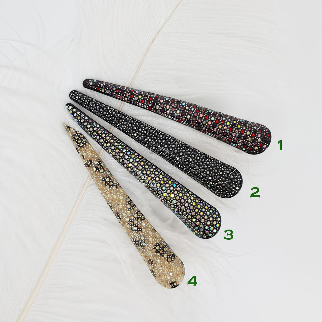 Leopard Black Cubic Long Alligator Hair Clip / Luxurious French Hair Pin / Hair Accessory for Woman / Long Hair Claw Clip