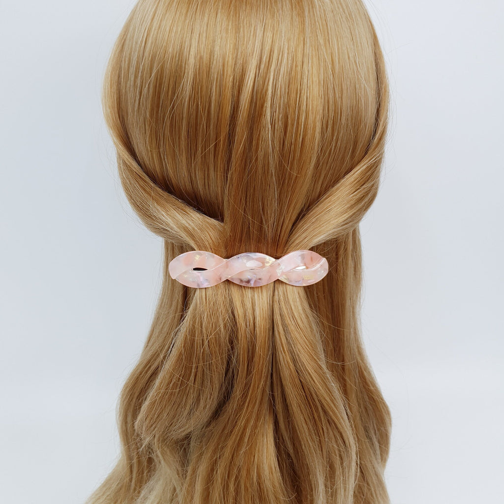 Leopard Aurora Bold Twist Hair Barrette (3.7 Inch) / Tortoise Marble French Hair Pin / Hair Accessory for Woman / Automatic Hair Clip