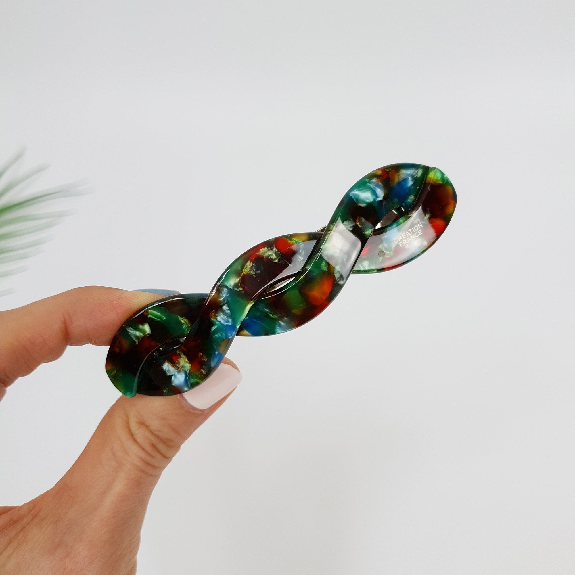 Leopard Aurora Bold Twist Hair Barrette (3.7 Inch) / Tortoise Marble French Hair Pin / Hair Accessory for Woman / Automatic Hair Clip