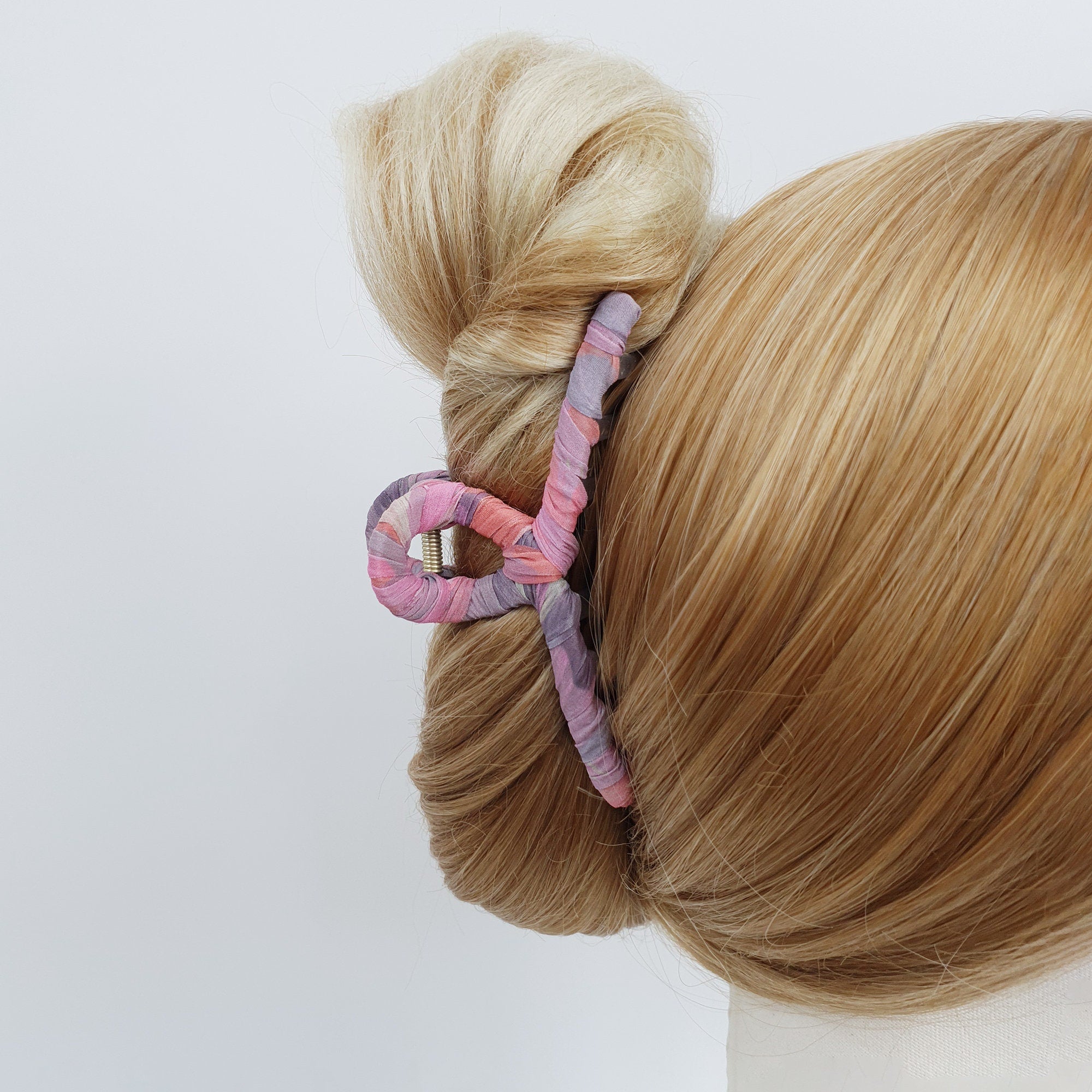 Floral Scarf Twist Hair Clip / Big Size Vintage Hair Claw / Hair Barrette for Woman / Large Hair Clip
