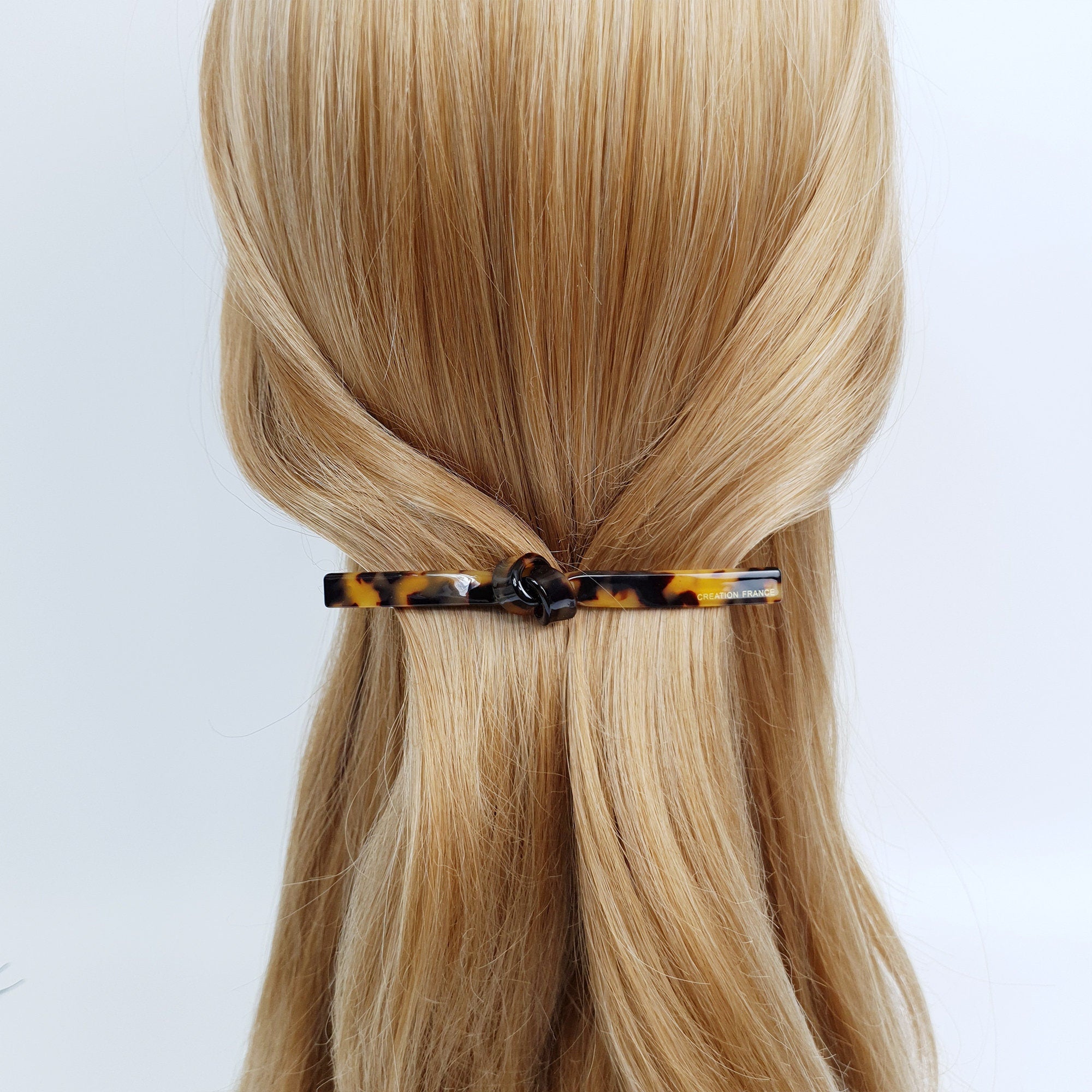 Tortoise Shell Twist Hair Barrette / Elegance French Hair Pin / Vintage Antique Hair Accessory for Woman / Automatic Hair Pin