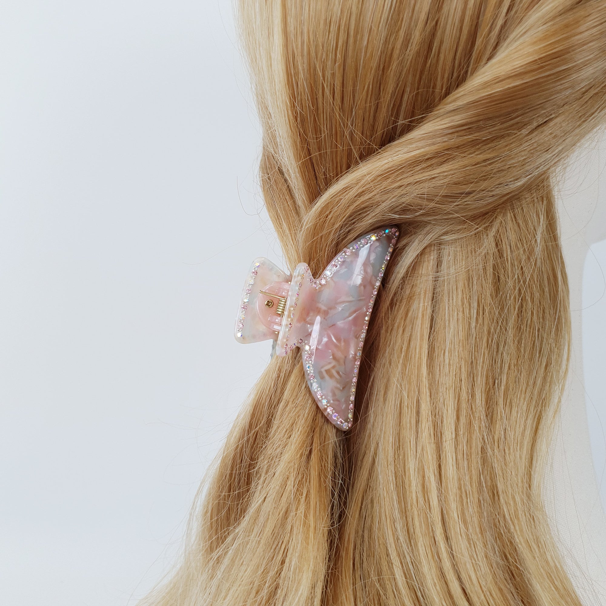 Tortoise Shell Half Moon Shape Hair Claw Clip with Cubic / Luxurious Cellulose French Hair Pin / Hair Barrette for Woman