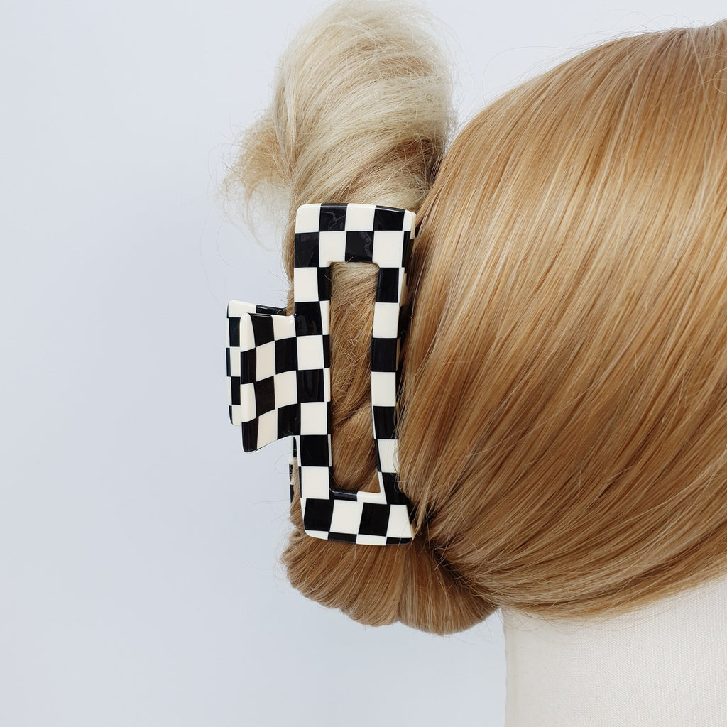 Check Dalmatian Long Square Hair Clip / Simple Large French Hair Pin / Hair Barrette for Woman