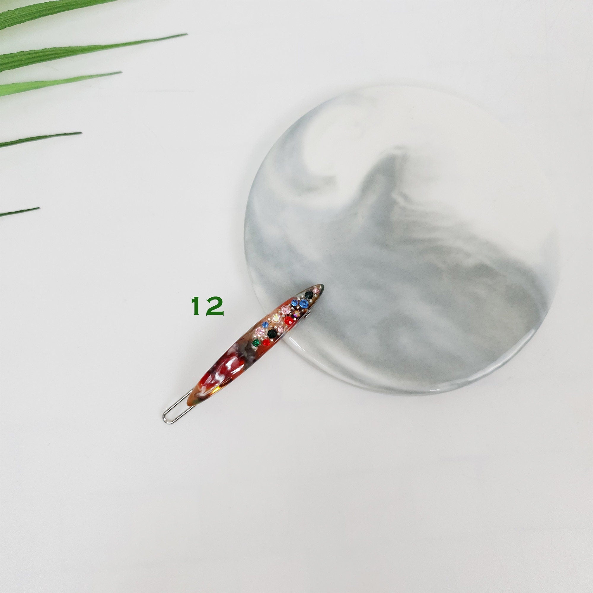 Tortoise Shell Cubic Slim Oval Bobby Pin / Luxurious French Hair Clip Claw / Hair Accessory for Woman / Bow Barrette for Thin Hair