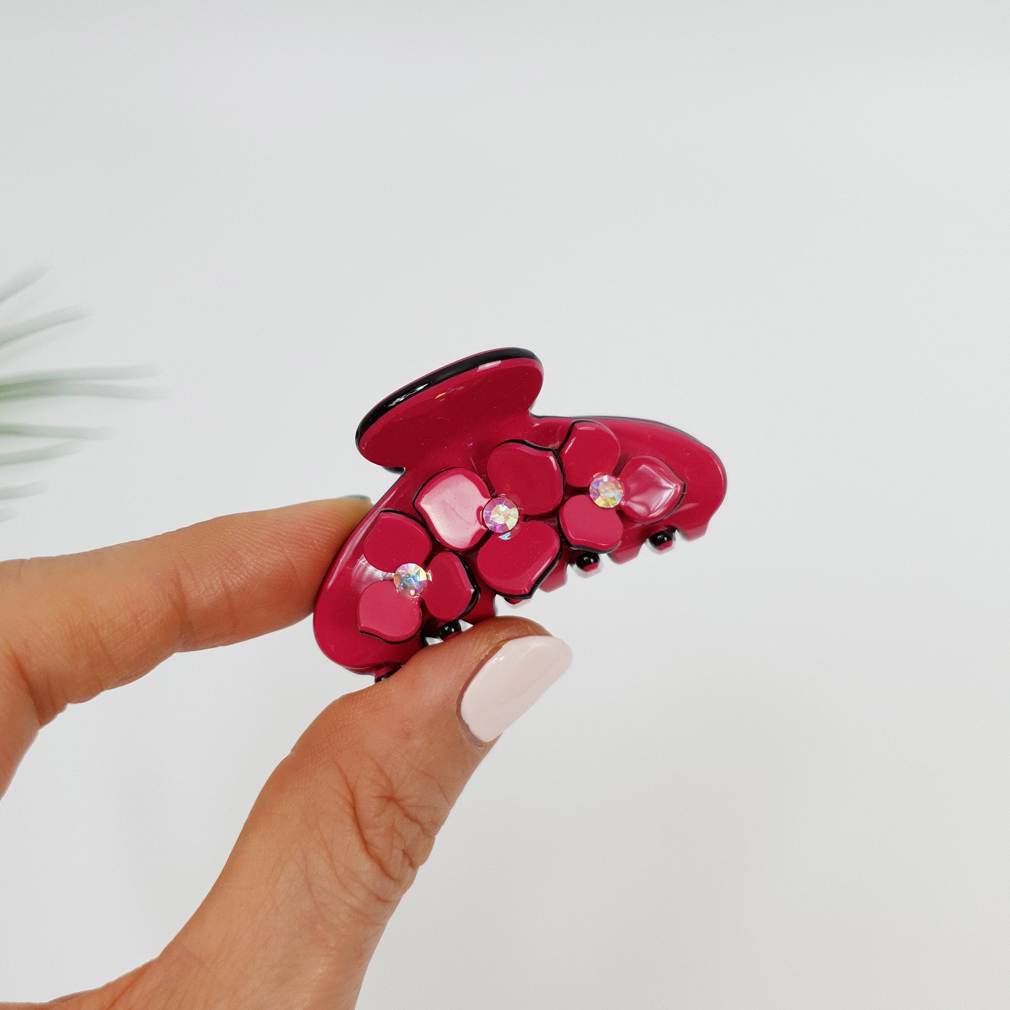 Compact Flower Hair Clips / Pastel Color Mini Hair Claw Clip / Hair Barrette for Woman