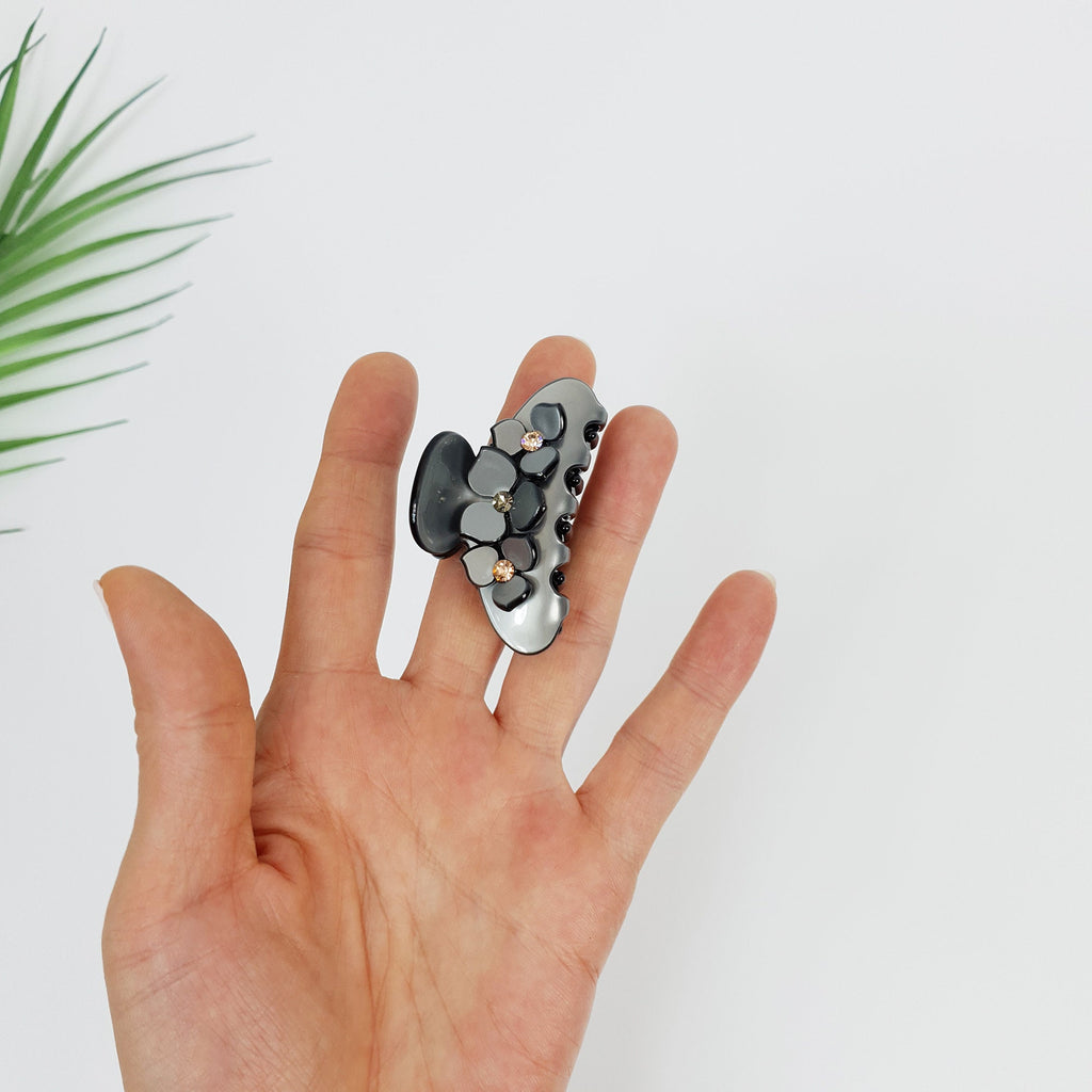 Compact Flower Hair Clips / Pastel Color Mini Hair Claw Clip / Hair Barrette for Woman