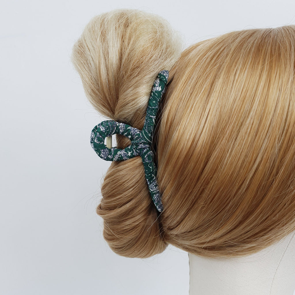 Floral Scarf Twist Hair Clip / Big Size Vintage Hair Claw / Hair Barrette for Woman / Large Hair Clip
