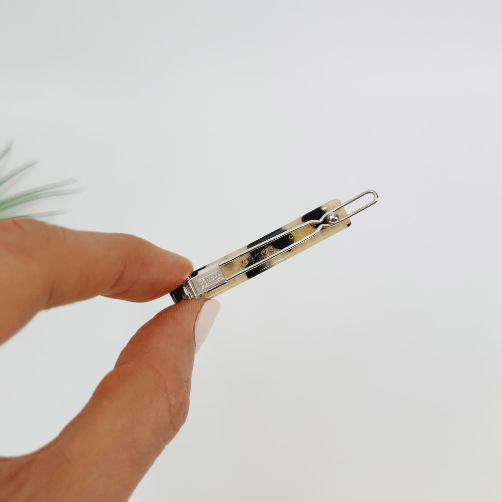 Black Short Square Bobby Pin with Cubic (2.0 Inch) / Cute French Hair Pin / Hair Accessory for Woman / Bow Barrette for Thin Hair