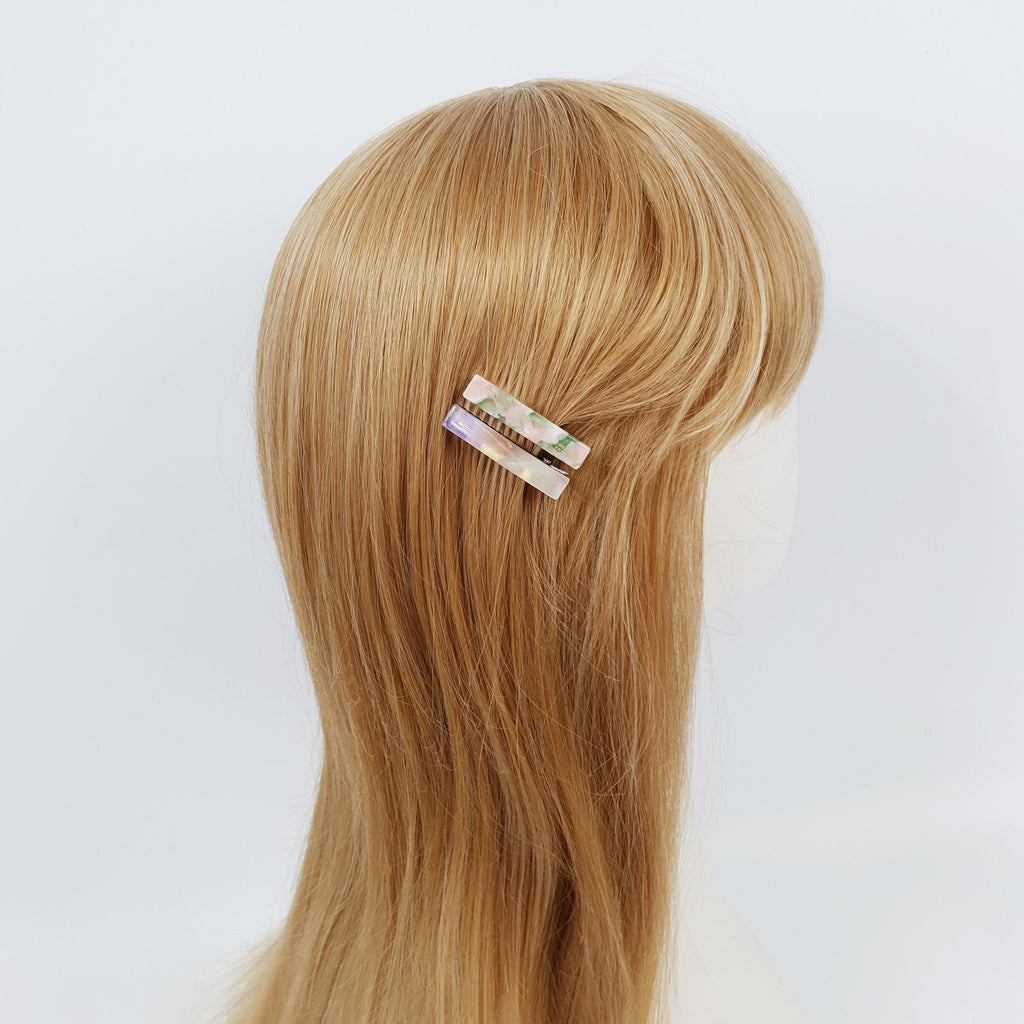 Cute Extra Mini Hair Clips (1.6 Inch) / Tortoise Shell Small French Hair Pin / Hair Accessory for Woman / Square French Barrette