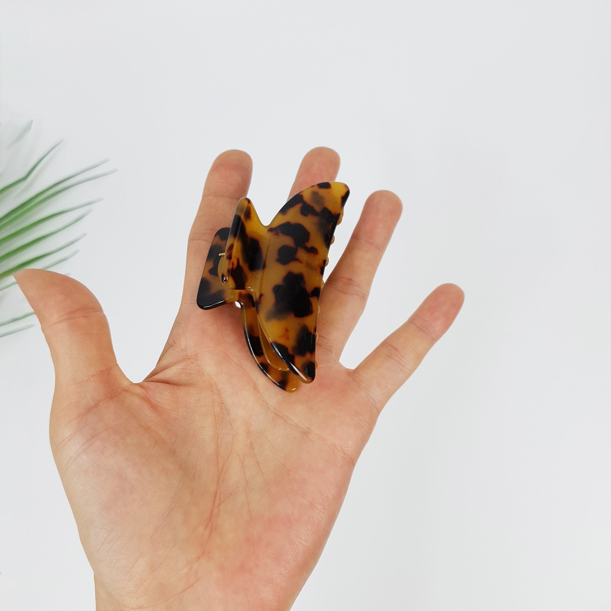 Leopard Half Moon Double Clip Hair Claw / Tortoise Shell French Hair PIn / Hair Barrette for Woman / French Hair Barrette