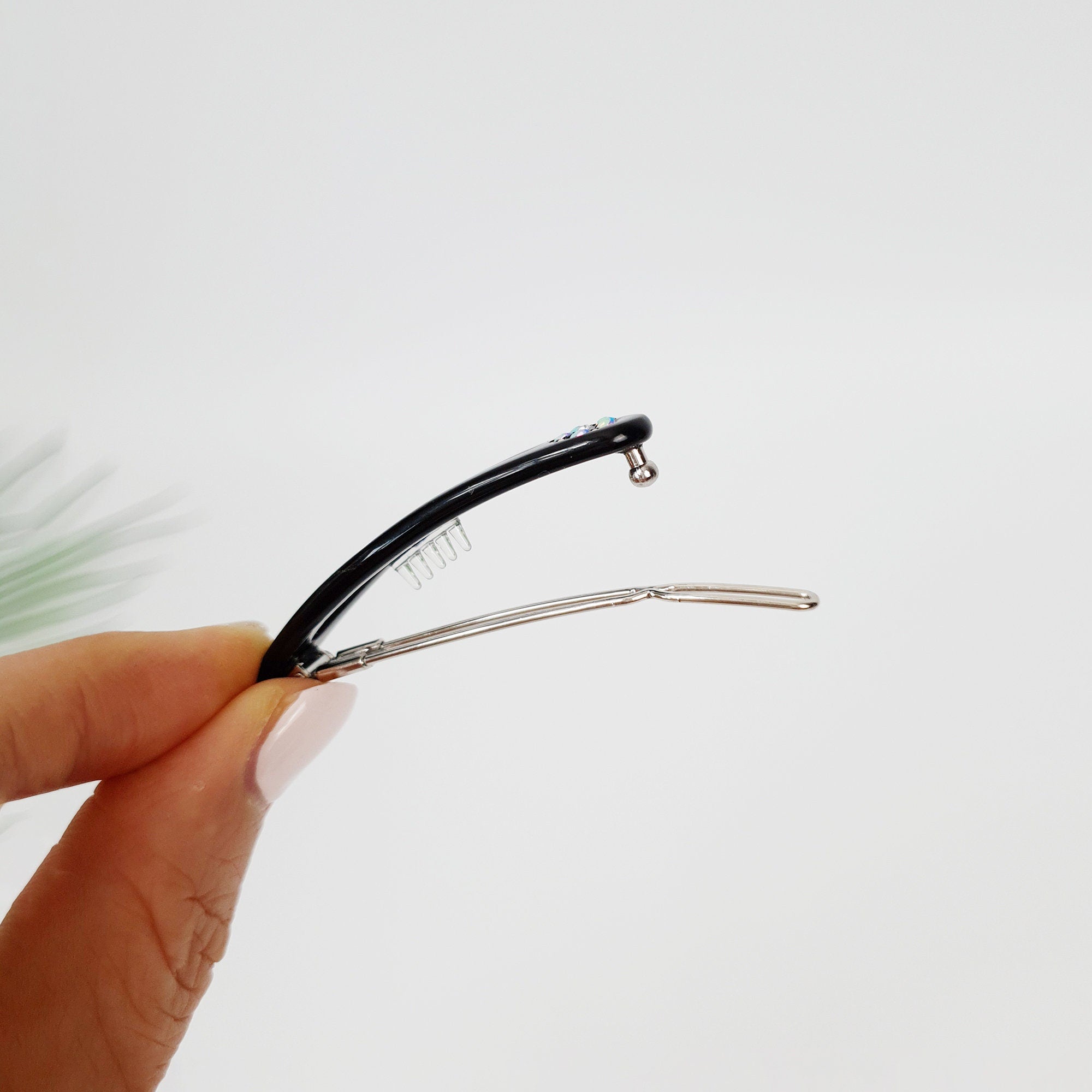 Leopard Round Frame Bobby Pin with Cubic (2.2 Inch) / Tortoise Shell French Hair Pin / Hair Accessory for Woman / Bow Barrette for Thin Hair