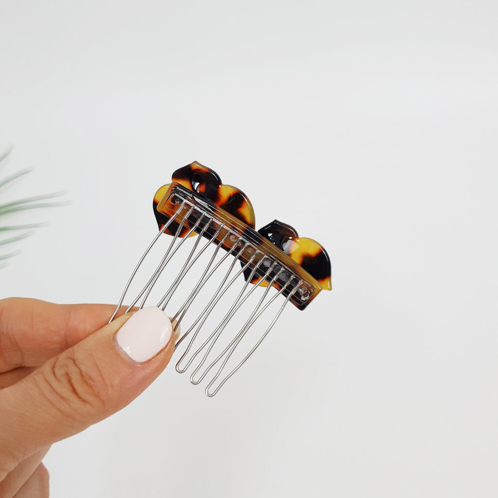 Blossom Nonslip Hair Comb Pin with Cubic / Tortoise Shell French Hair Pin / Hair Fork for Woman / Flower Hair Pin