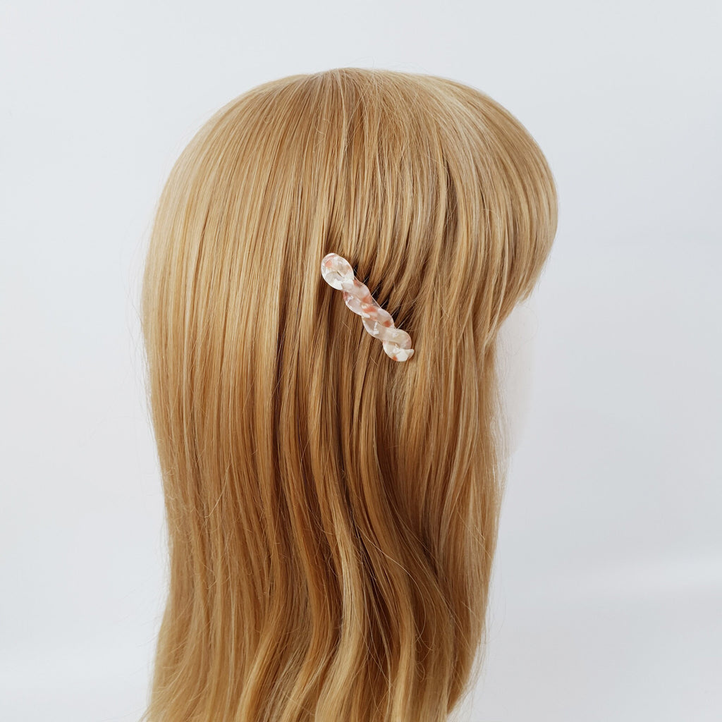 Marble Mini Twist Hair Comb Pin / Tortoise Shell French Hair Pin / Hair Fork for Woman
