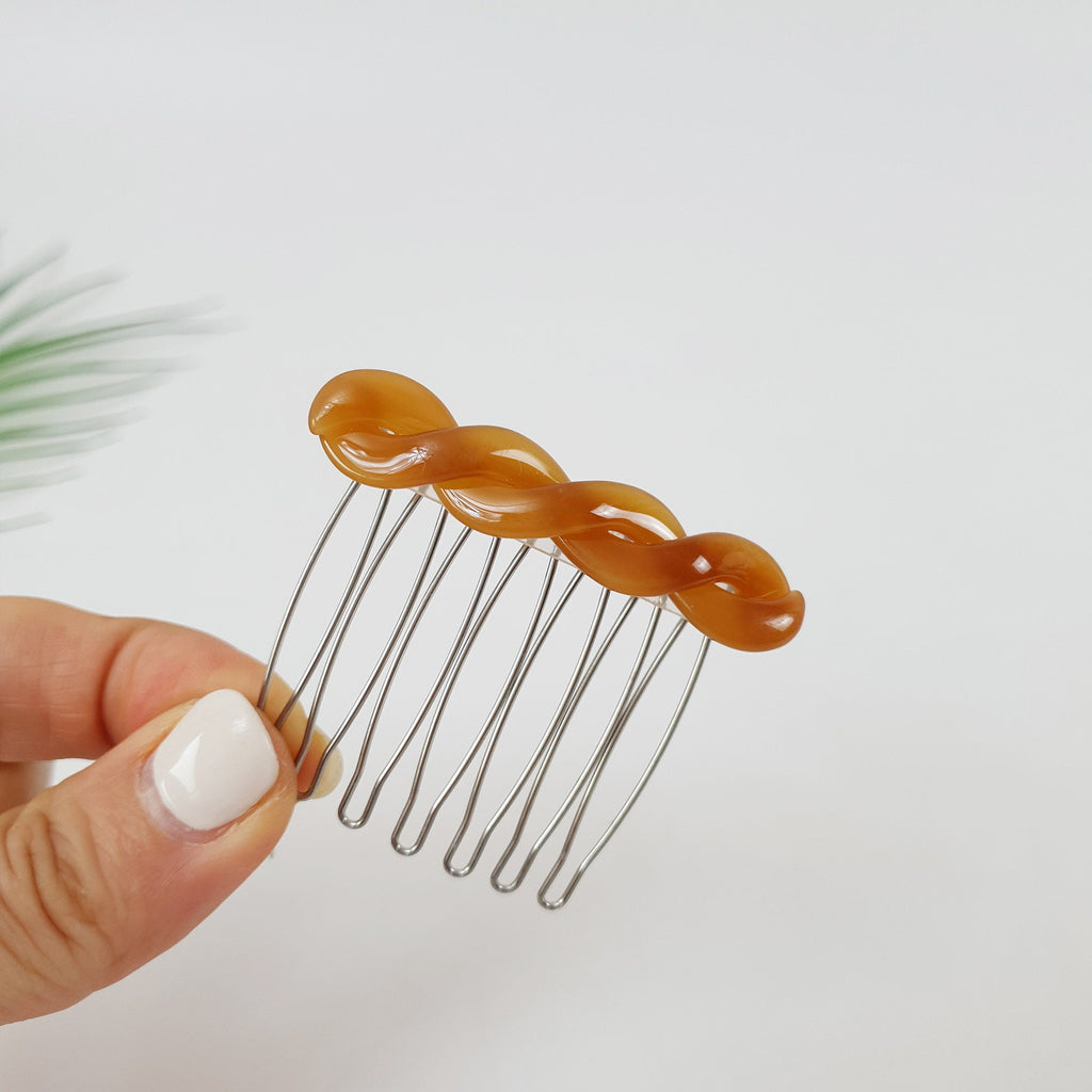Marble Mini Twist Hair Comb Pin / Tortoise Shell French Hair Pin / Hair Fork for Woman