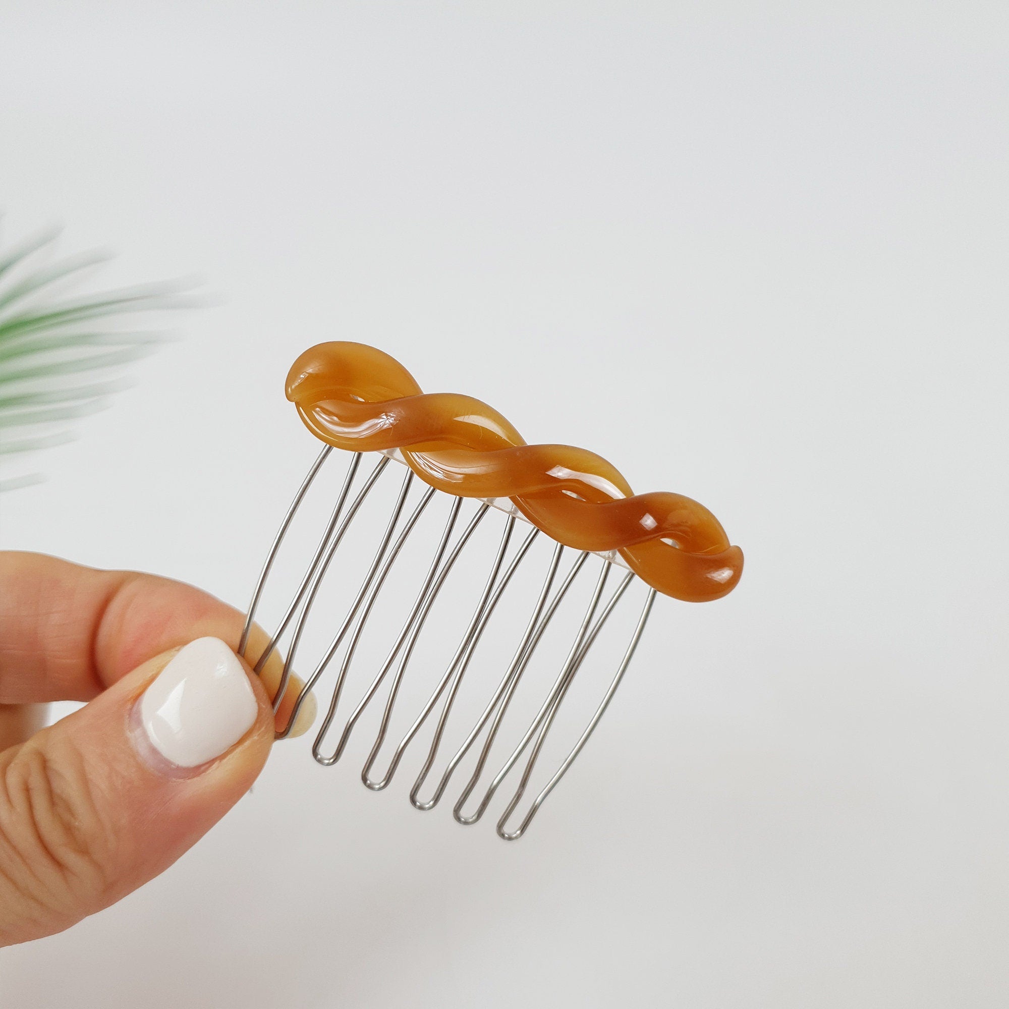 Marble Mini Twist Hair Comb Pin / Tortoise Shell French Hair Pin / Hair Fork for Woman