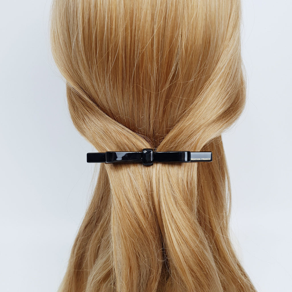 Leopard Long Bow Hair Barrette (4.1 Inch) / Tortoise Shell French Hair Pin / Hair Accessory for Woman / Automatic Hair Clip