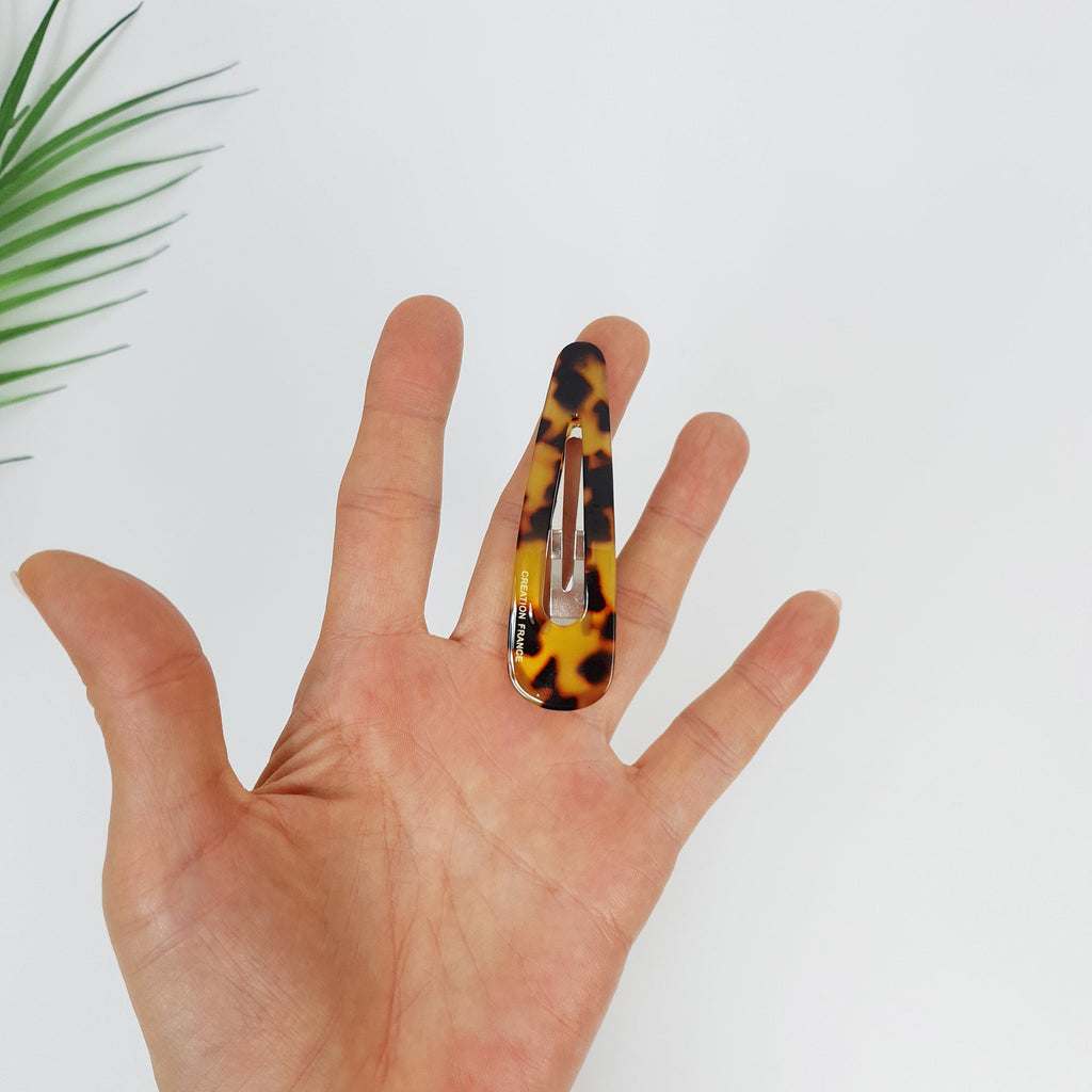 Leopard Aurora Triangle Medium Size Snap Clip (3.0 Inch) / Tortoise Marble Hairgrip Barrette / Tic Tac Hair Clip Pin / French Hair Pin
