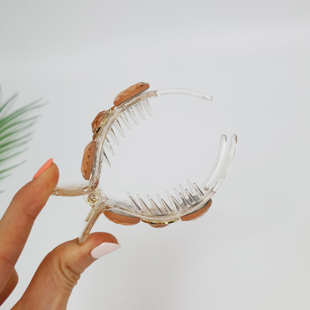 Sparkling Cubic Glass Hair Clip / Simple Round Ponytail Holder / Hair Barrette for Woman