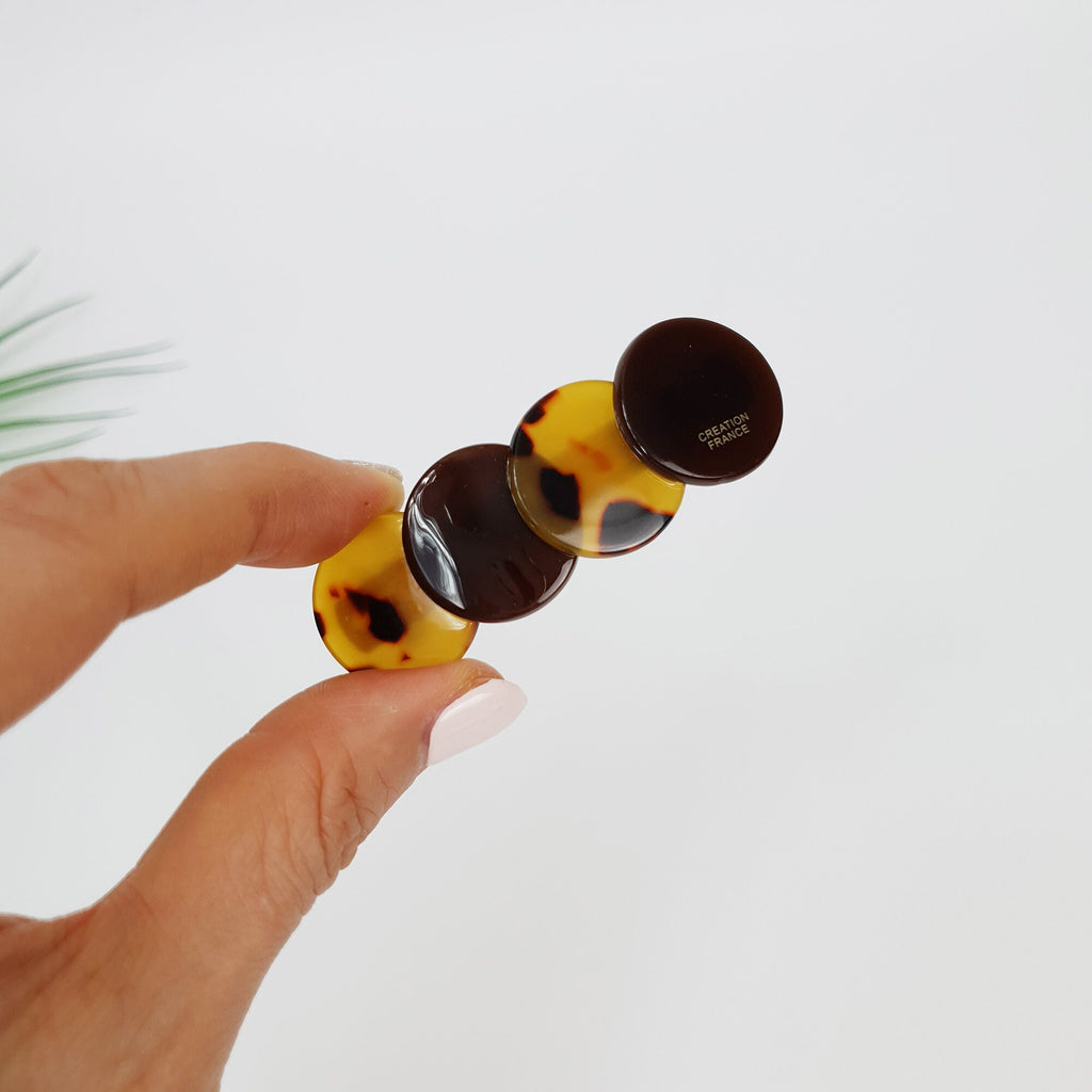 Double Floral Leaf Hair Barrette (2.6 Inch) / Tortoise Shell French Hair Pin / Hair Accessory for Woman / Automatic Hair Clip