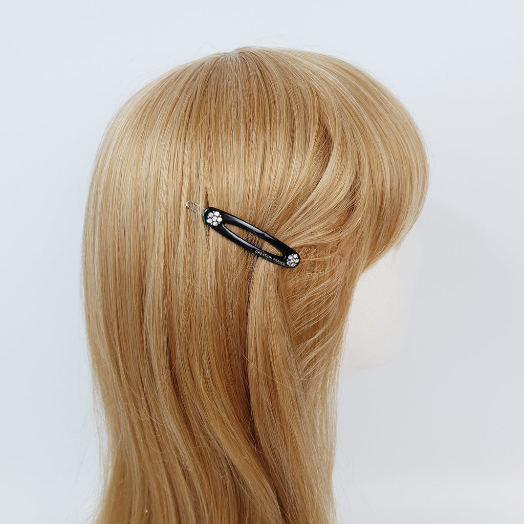 Leopard Round Frame Bobby Pin with Cubic (2.2 Inch) / Tortoise Shell French Hair Pin / Hair Accessory for Woman / Bow Barrette for Thin Hair
