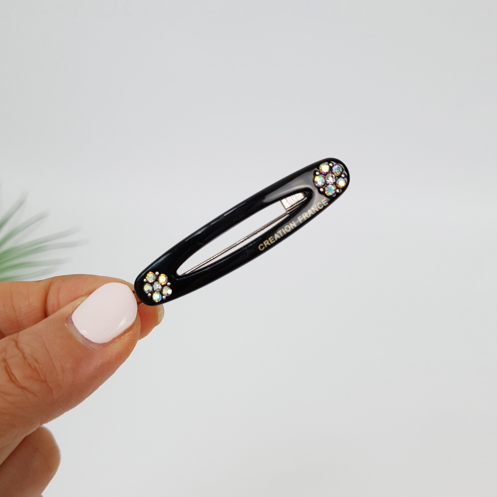 Leopard Round Frame Bobby Pin with Cubic (2.2 Inch) / Tortoise Shell French Hair Pin / Hair Accessory for Woman / Bow Barrette for Thin Hair