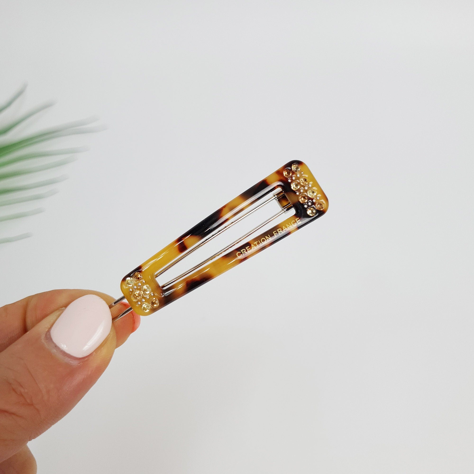 Leopard Cubic Unbalanced Square Bobby Pin (2.0 Inch) / Tortoise Shell French Hair Pin / Hair Accessory for Woman / Bow Barrette