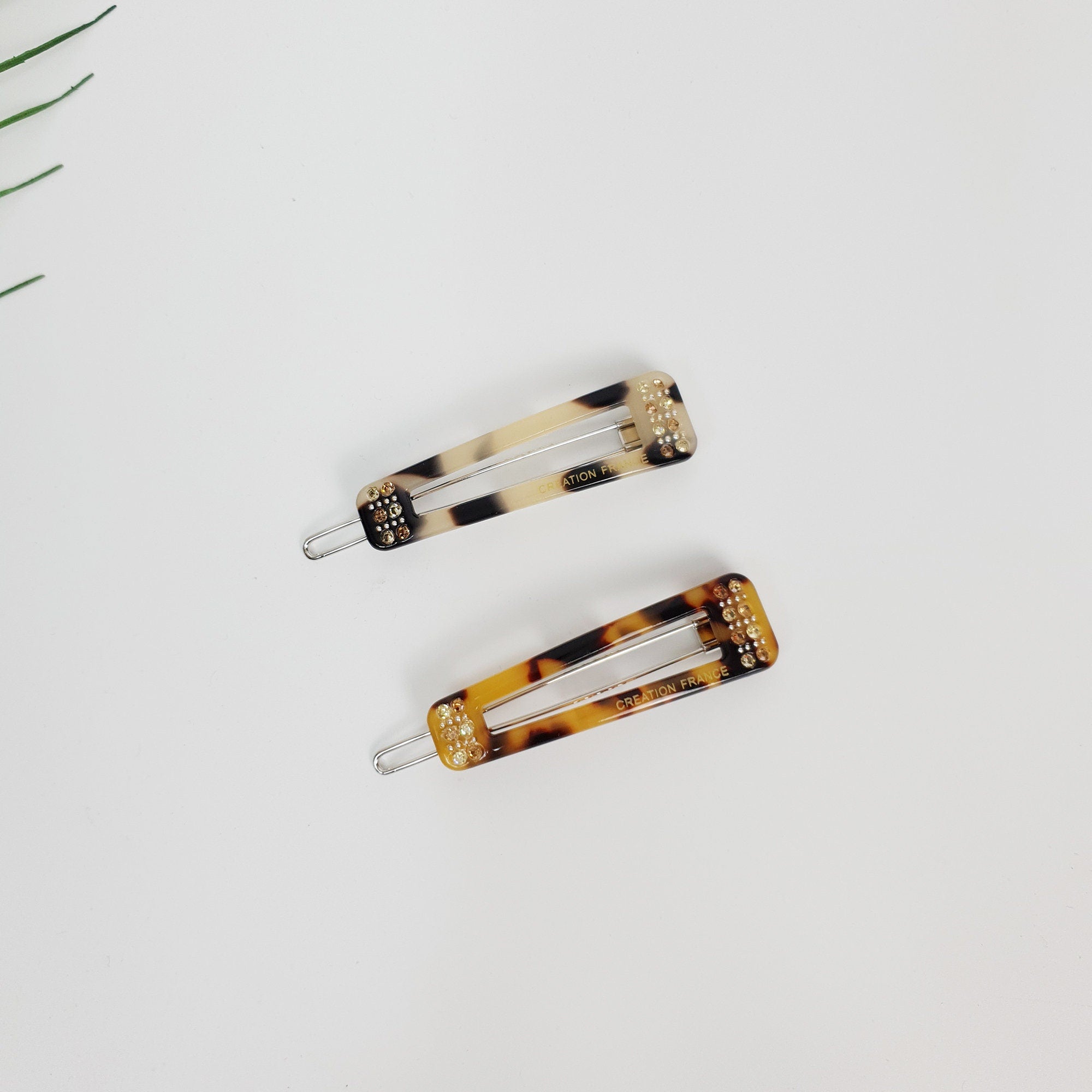 Leopard Cubic Unbalanced Square Bobby Pin (2.0 Inch) / Tortoise Shell French Hair Pin / Hair Accessory for Woman / Bow Barrette