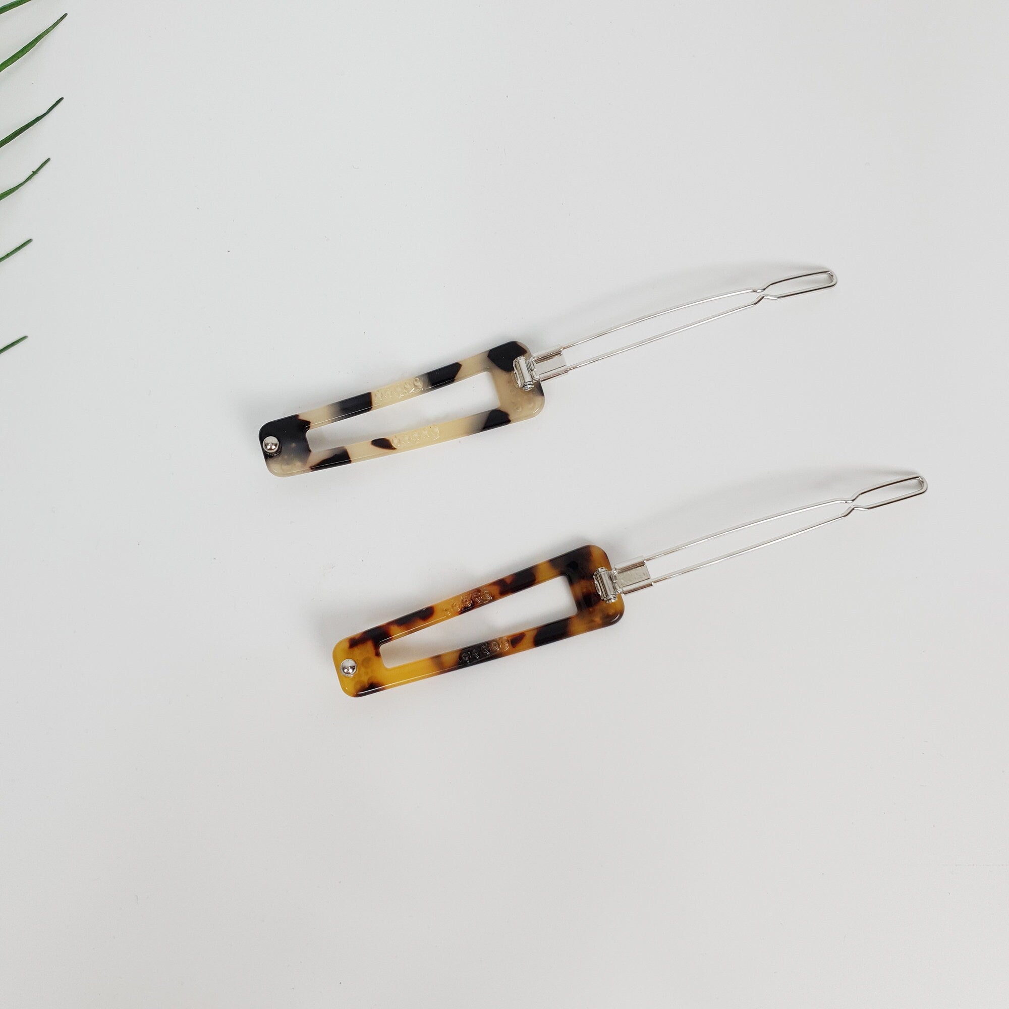 Leopard Cubic Unbalanced Square Bobby Pin (2.0 Inch) / Tortoise Shell French Hair Pin / Hair Accessory for Woman / Bow Barrette