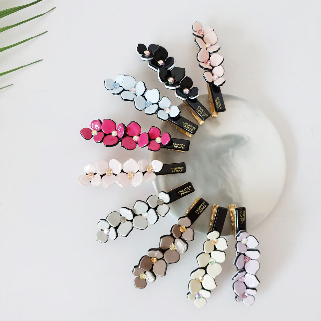 Pastel Color Flower Hair Clip / Luxurious French Hair Pin / Alligator Hair Clip