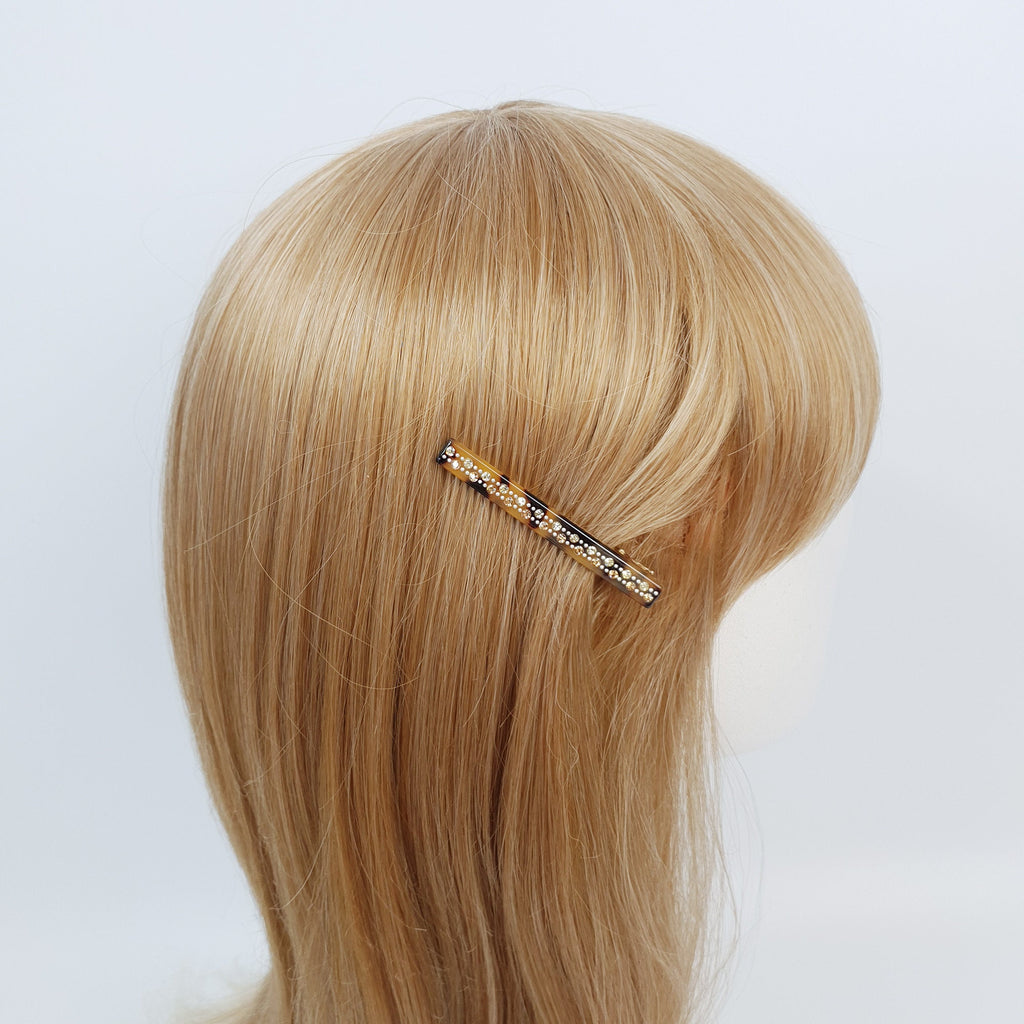 Leopard Black Hair Clip (2.4 Inch) / Luxurious French Hair Pin with Cubic / Alligator Hair Clip for Woman