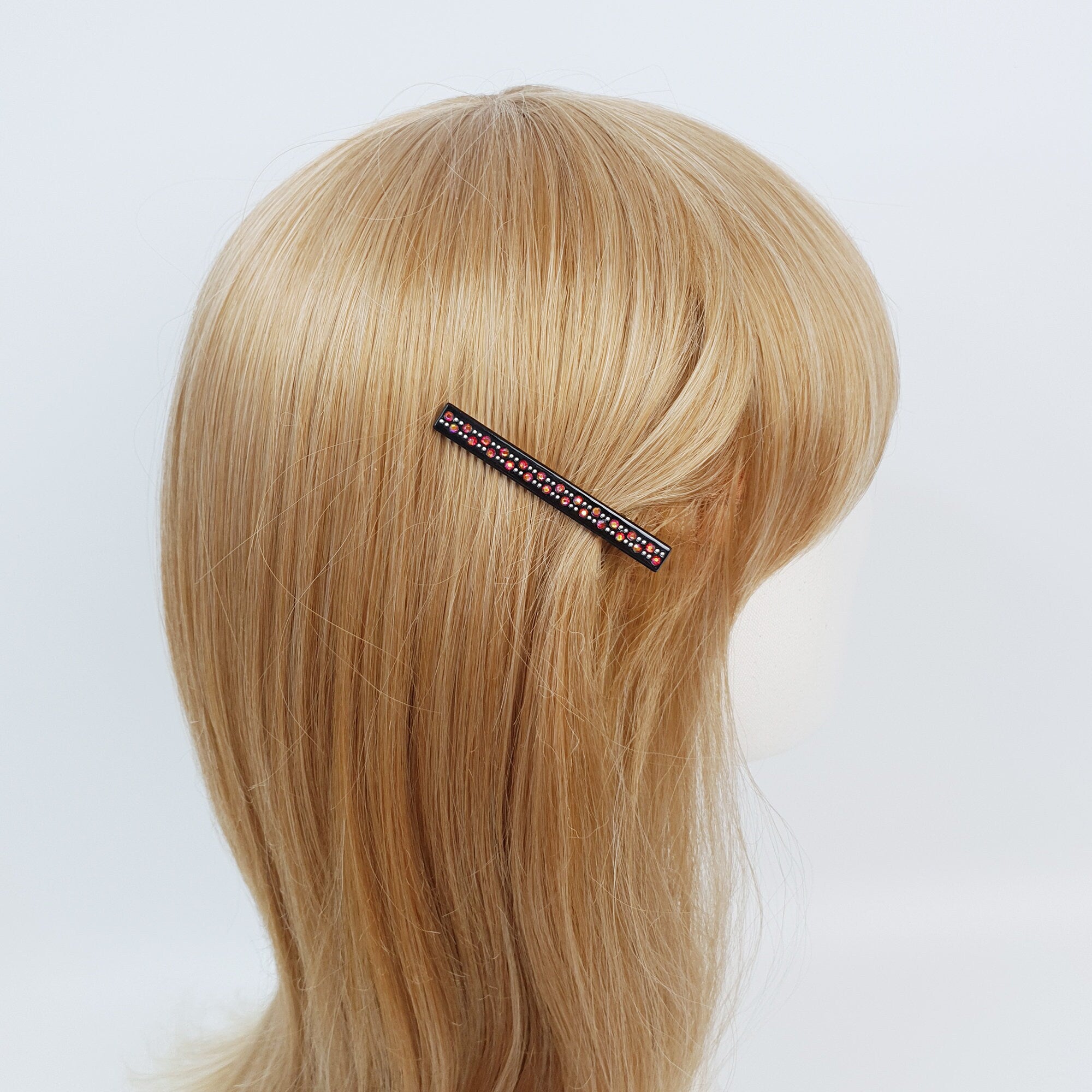 Leopard Black Hair Clip (2.4 Inch) / Luxurious French Hair Pin with Cubic / Alligator Hair Clip for Woman