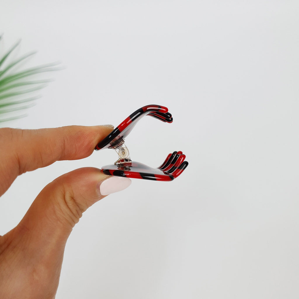 Checker Board Pebble Small Hair Clip (1.8 Inch) / Cute French Hair Pin / Hair Accessory for Woman