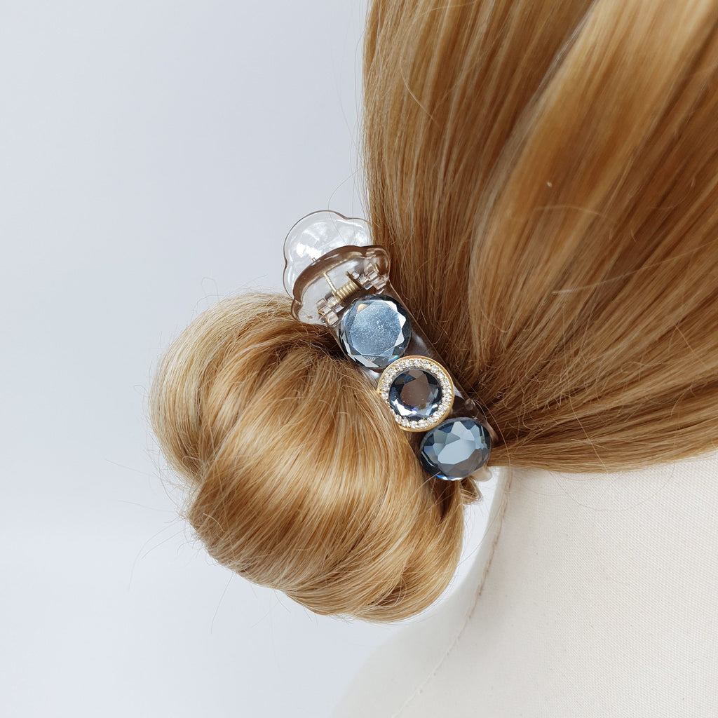 Sparkling Cubic Glass Hair Clip / Simple Round Ponytail Holder / Hair Barrette for Woman