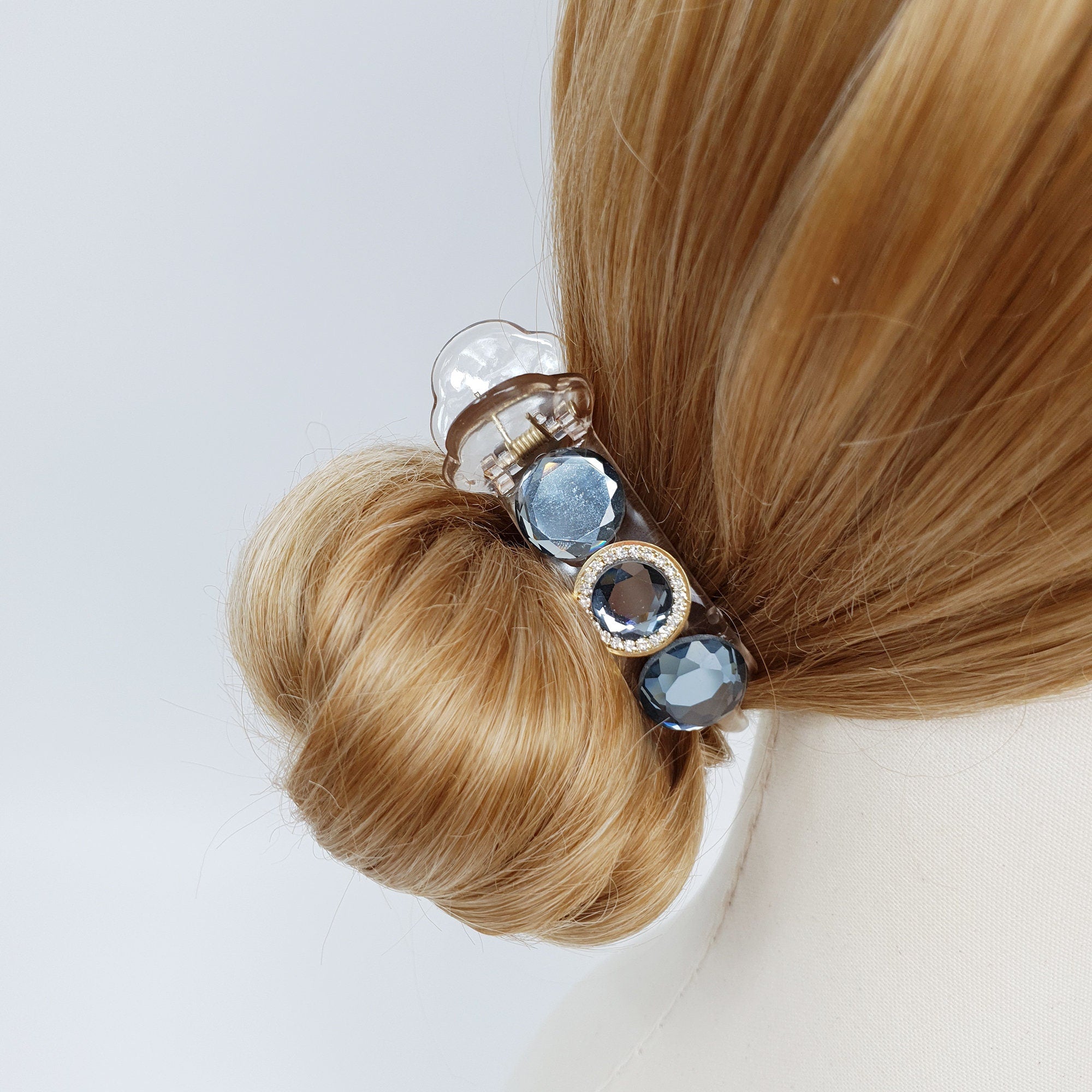 Sparkling Cubic Glass Hair Clip / Simple Round Ponytail Holder / Hair Barrette for Woman