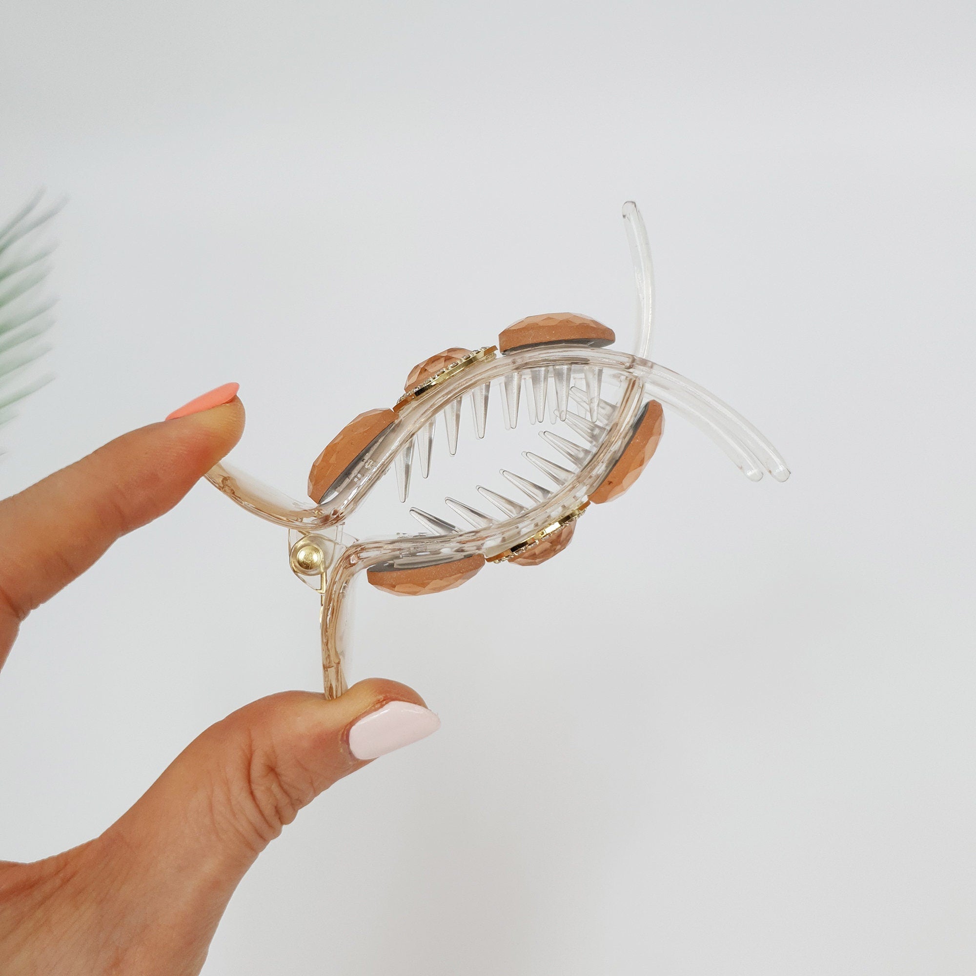 Sparkling Cubic Glass Hair Clip / Simple Round Ponytail Holder / Hair Barrette for Woman