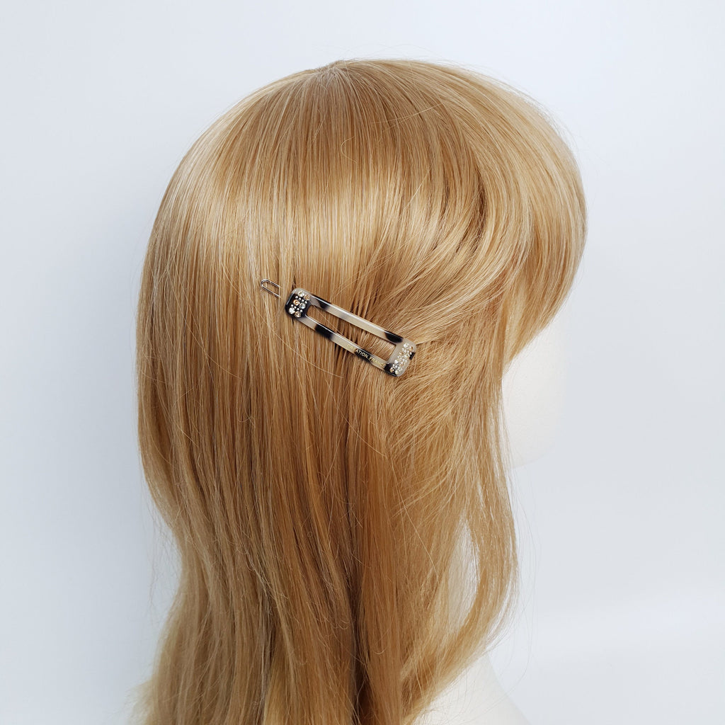 Leopard Cubic Unbalanced Square Bobby Pin (2.0 Inch) / Tortoise Shell French Hair Pin / Hair Accessory for Woman / Bow Barrette