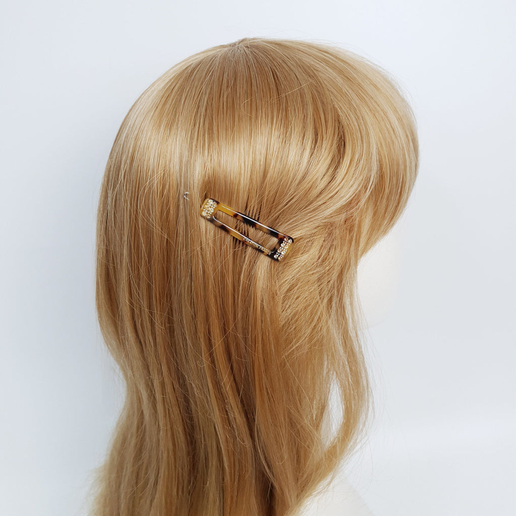 Leopard Cubic Unbalanced Square Bobby Pin (2.0 Inch) / Tortoise Shell French Hair Pin / Hair Accessory for Woman / Bow Barrette