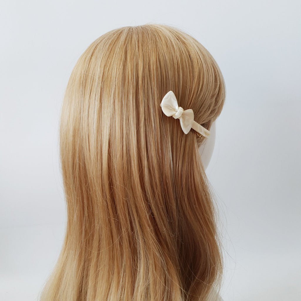 Leopard Marble Fancy Ribbon Small Hair Clip (2.6 Inch) / Tortoise Shell Mini French Hair Pin / Alligator Hair Clip for Woman