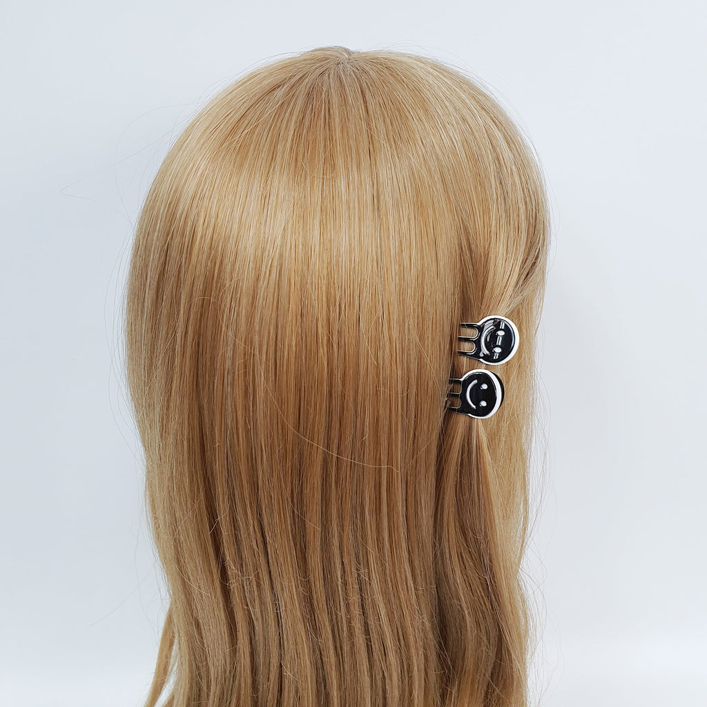 Pastel Color Cutie Smile Small Hair Clips / Marble Mini French Hair Pin / Hair Barrette for Woman