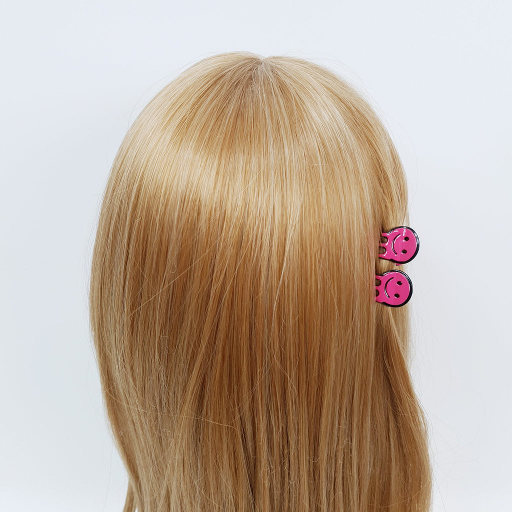 Pastel Color Cutie Smile Small Hair Clips / Marble Mini French Hair Pin / Hair Barrette for Woman